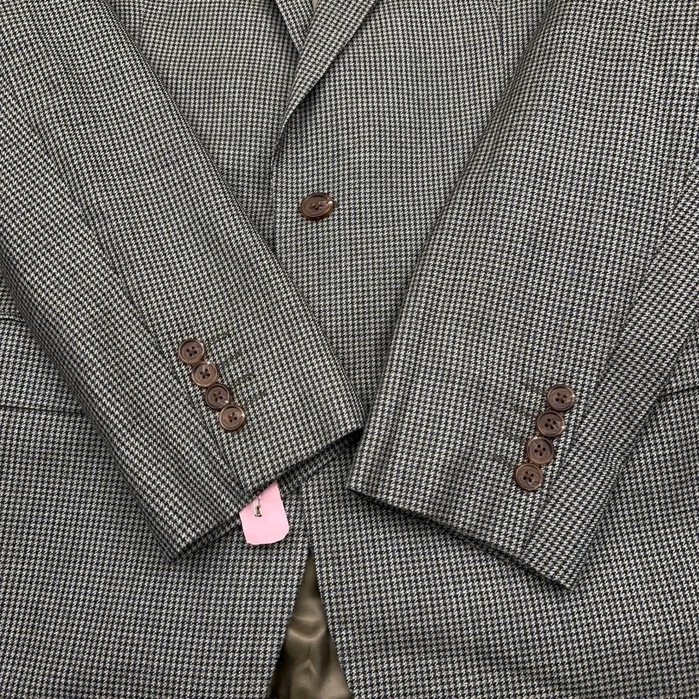 Ralph Lauren Blazer Sport Coat Mens 42R Brown Micro-Houndstooth Silk Wool Blend